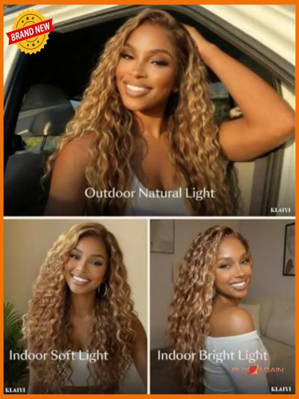 13x4 Lace Front Wig Human Hair Drawstring Water Wave Curly Pre-Plucked Bleached